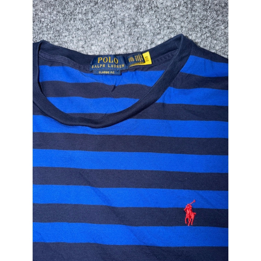 Polo Ralph Lauren Striped Cotton Tee Blue and Navy Classic Fit XXL - Picture 2 of 8